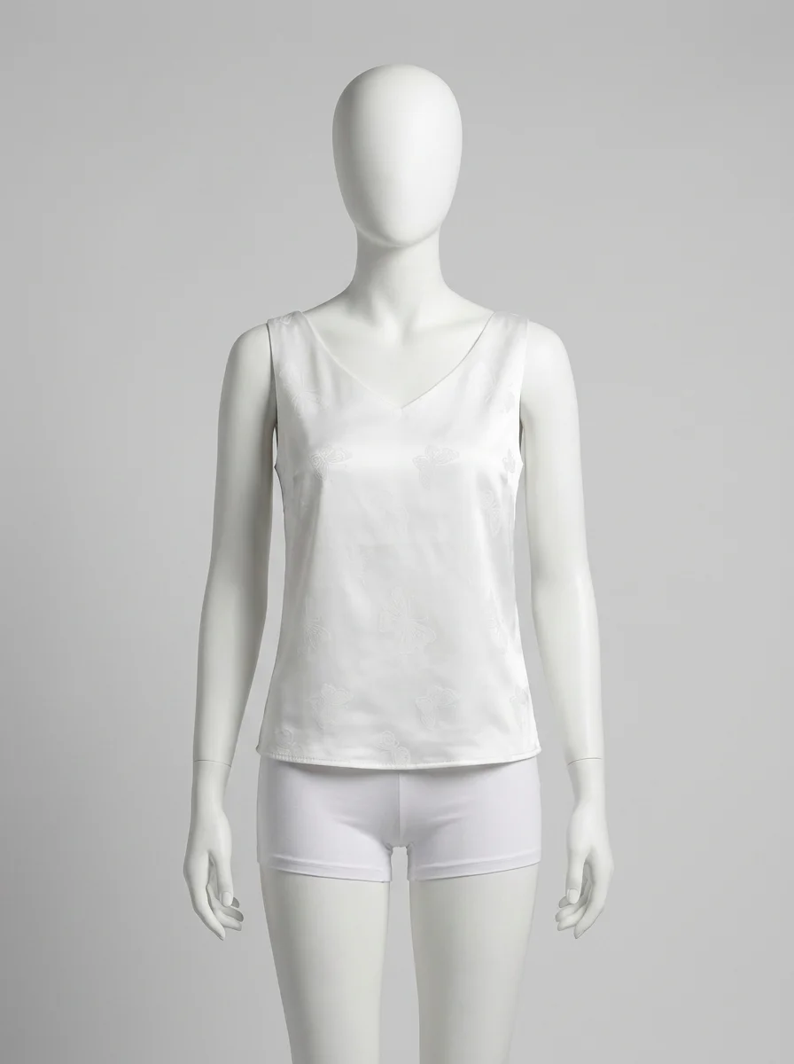 T shirt sans manche soie satin quotidien élégant femme - Vue 8 - T shirt sans manche