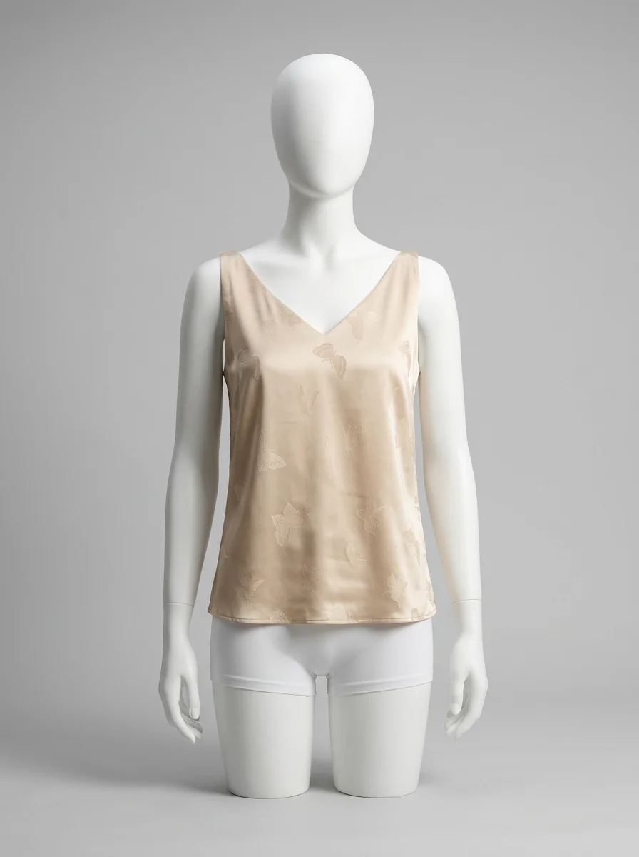 T shirt sans manche soie satin quotidien élégant femme - Vue 9 - T shirt sans manche